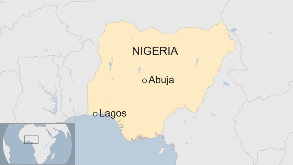 Карта, показывающая, где находятся Абуджа и Лагос в Нигерии