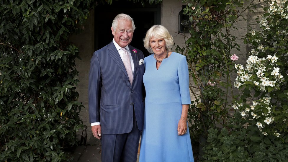 HRH Prince Charles, Prince of Wales and Her Royal Highness Camilla, Duchess of Cornwall pose for an official portrait to celebrate Wales Week 2019 taken at their Welsh residence Llwynywormwood on July 2, 2019 in Myddfai, Wales
