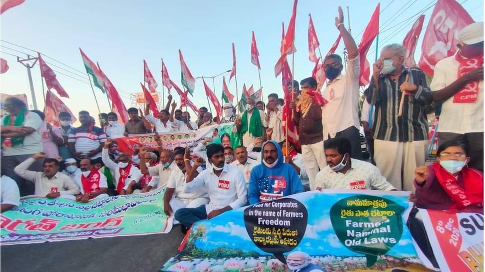 Farmers protesting in Andhra Pradesh state