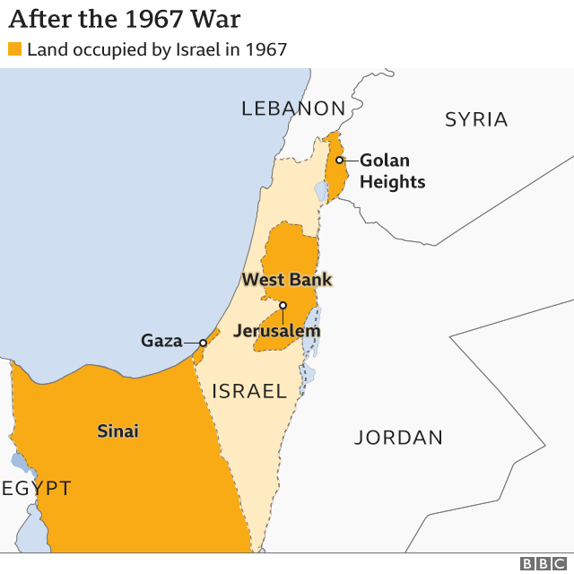 Карта региона после войны 1967 года