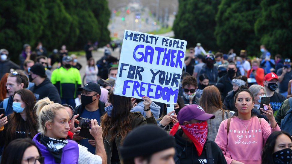demonstrators in Melbourne