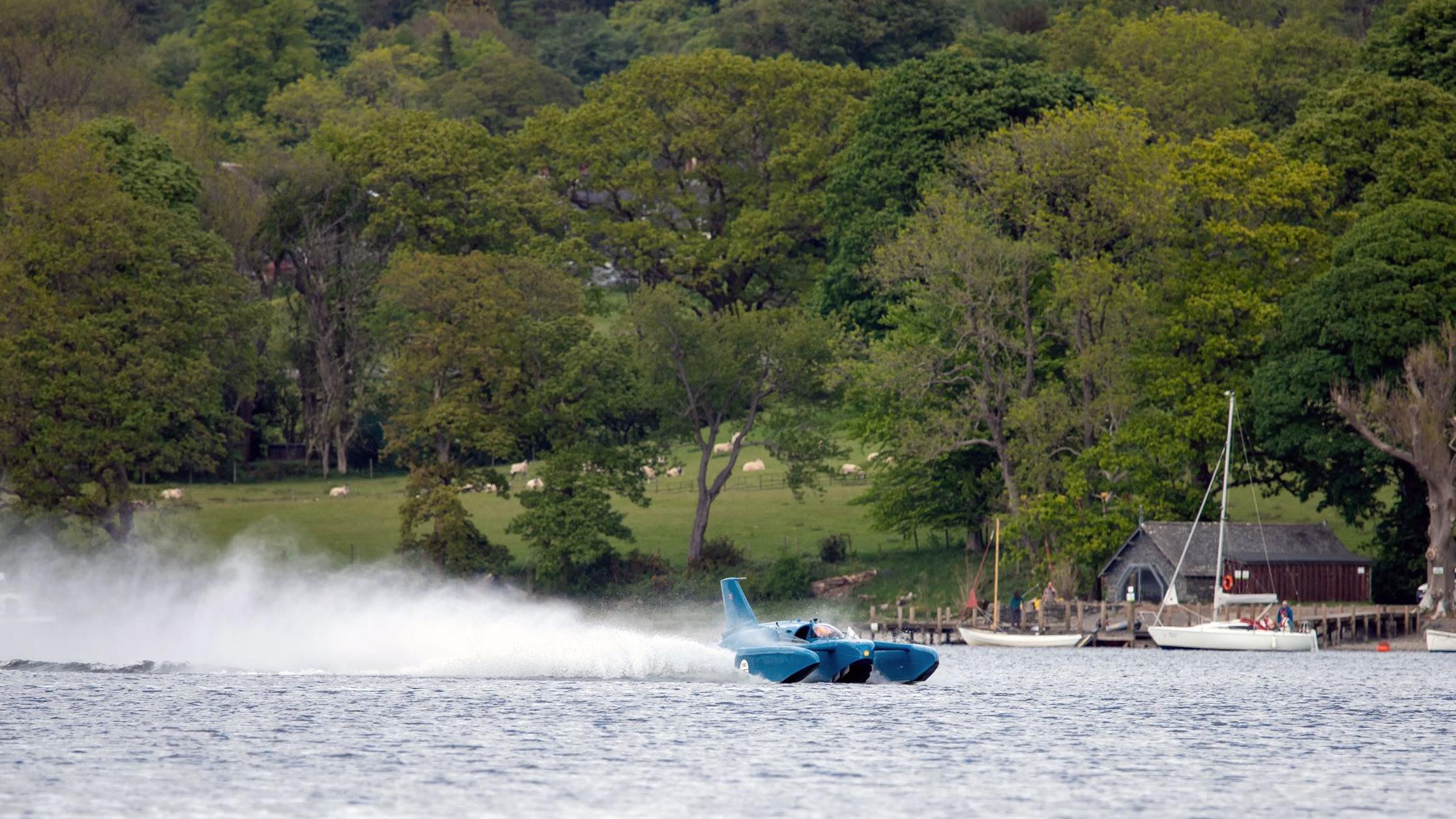 Campbell's Bluebird finally runs at speed on Coniston return