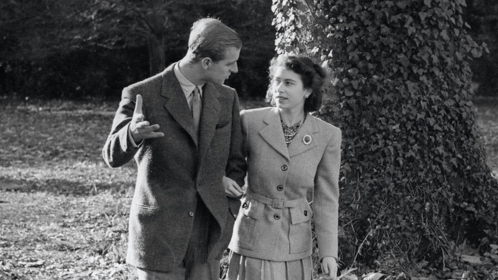 Queen and Prince Philip on honeymoon