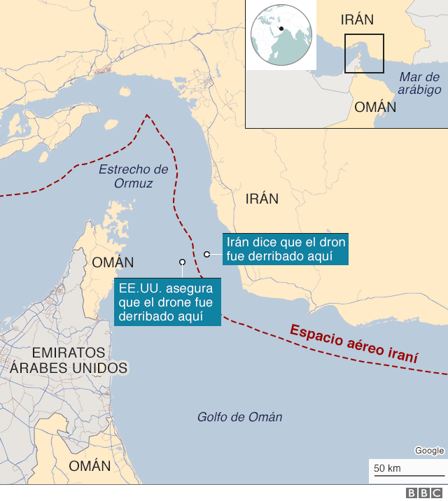 Mapa del Golfo de Omán