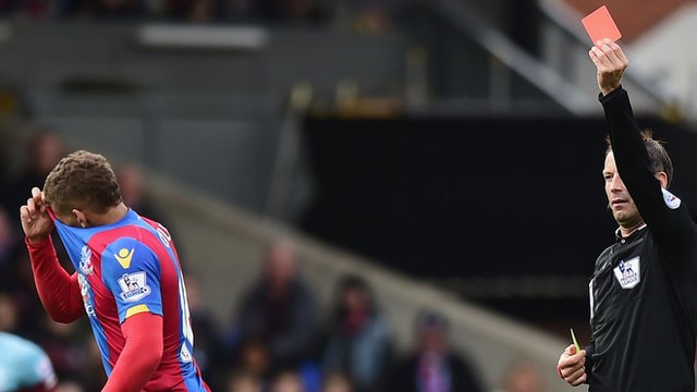 Crystal Palace striker Dwight Gayle sent off