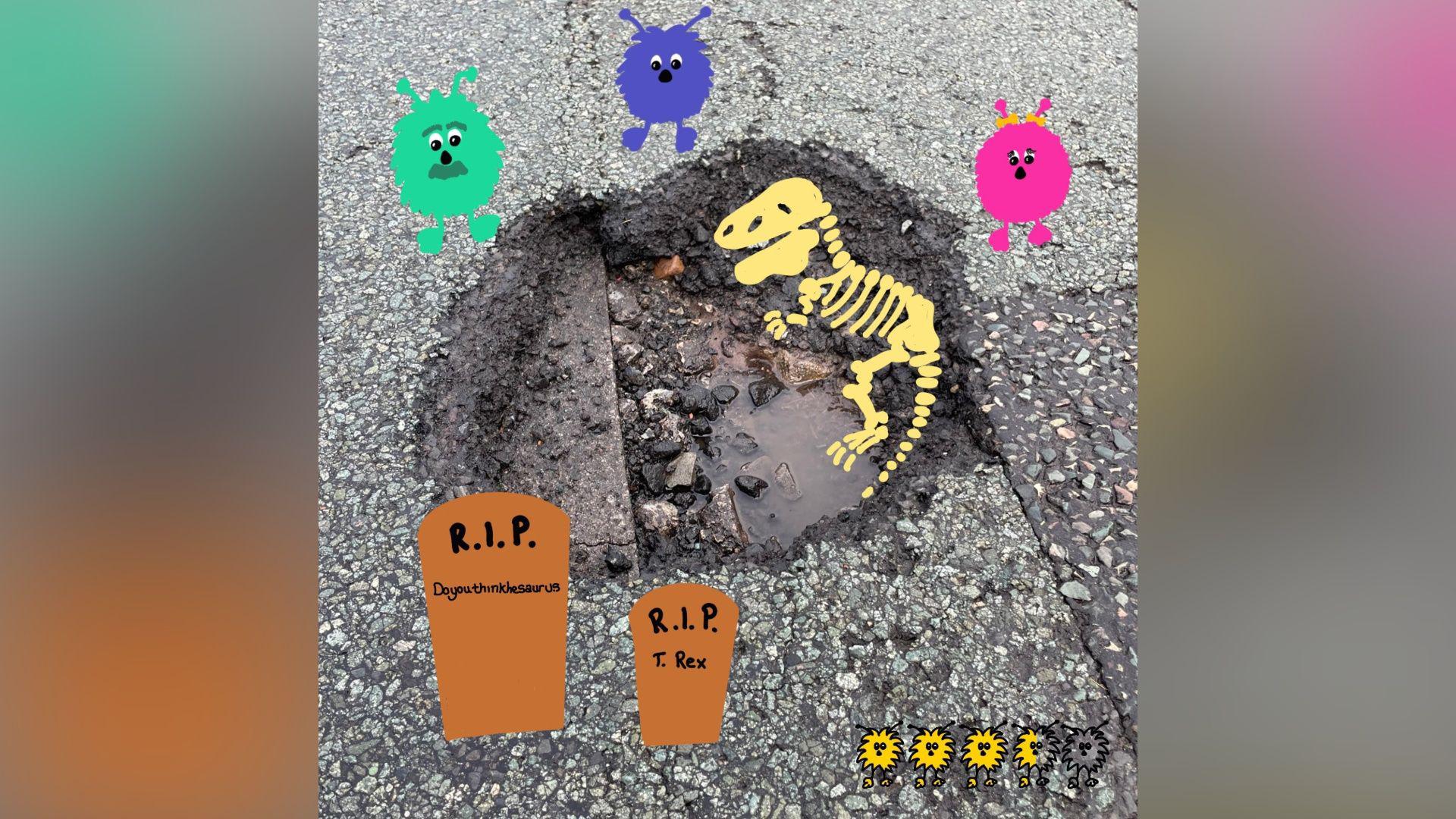 Wombourne illustrator draws colourful creatures in potholes