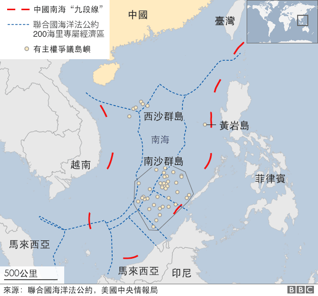 地圖：南中國海爭議海域