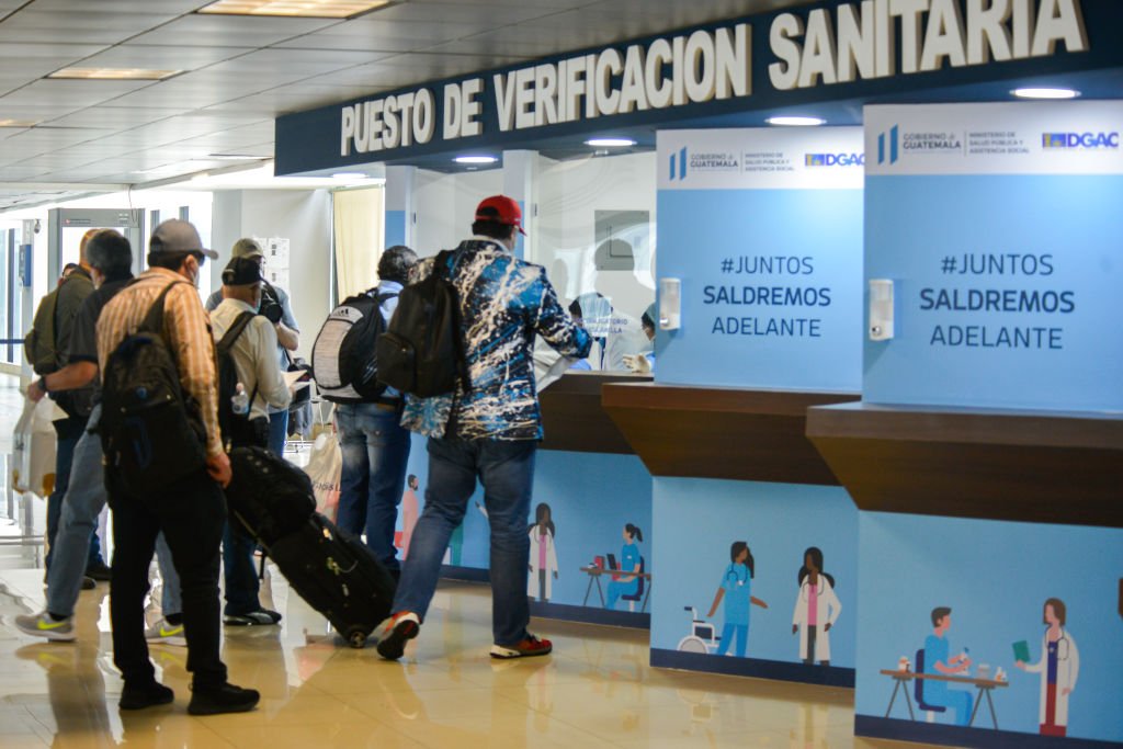 Health checkpoint at La Aurora airport in Guatemala City