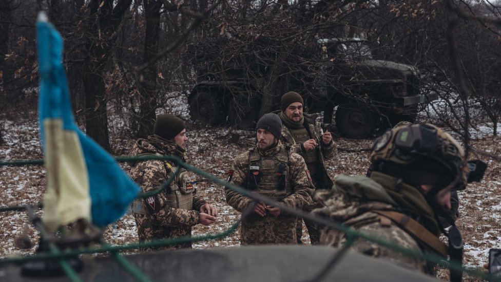 Ukrainian soldiers in Donbas.