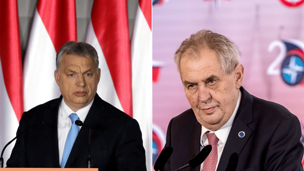 Виктор Орбан (слева) и президент Чехии Милош Земан