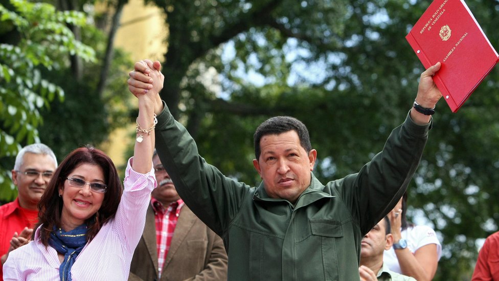 Cilia Flores y Hugo Chávez.