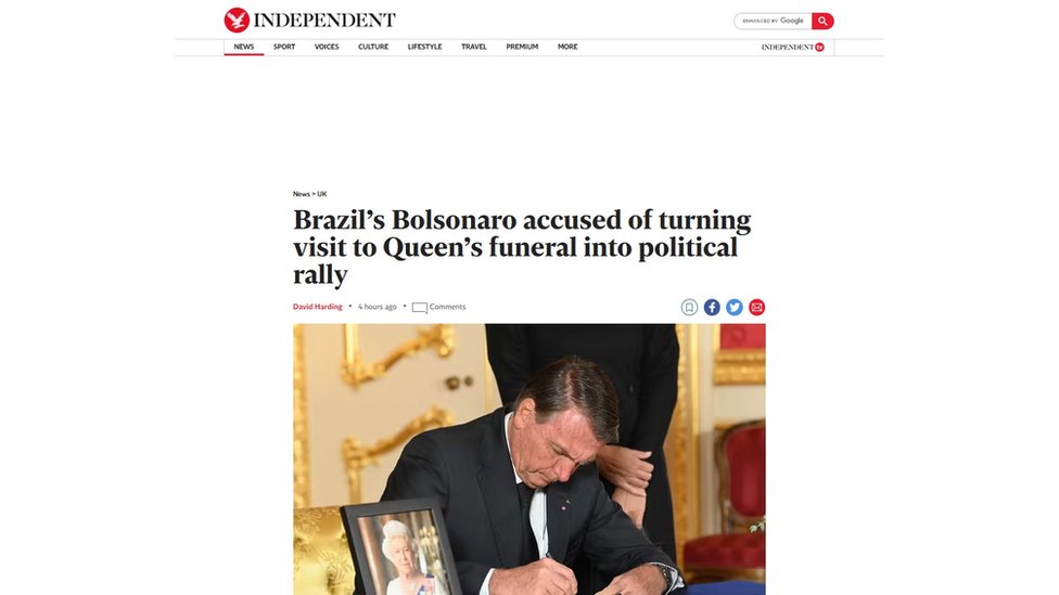 Título do jornal Independent