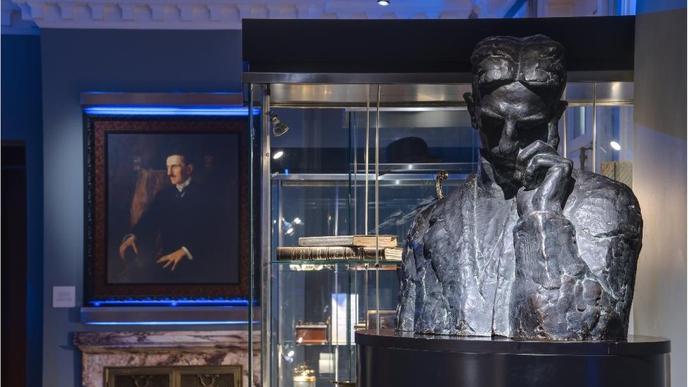 A statue of Nikola Tesla in Nikola Tesla Museum in Belgrade, Serbia