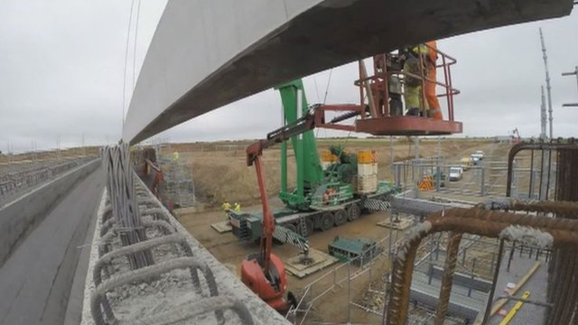 Aberdeen Bypass Bridge Moved Into Position - BBC News