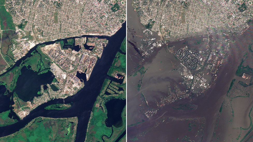 Ukraine dam: Maps and before and after images reveal scale of tragedy