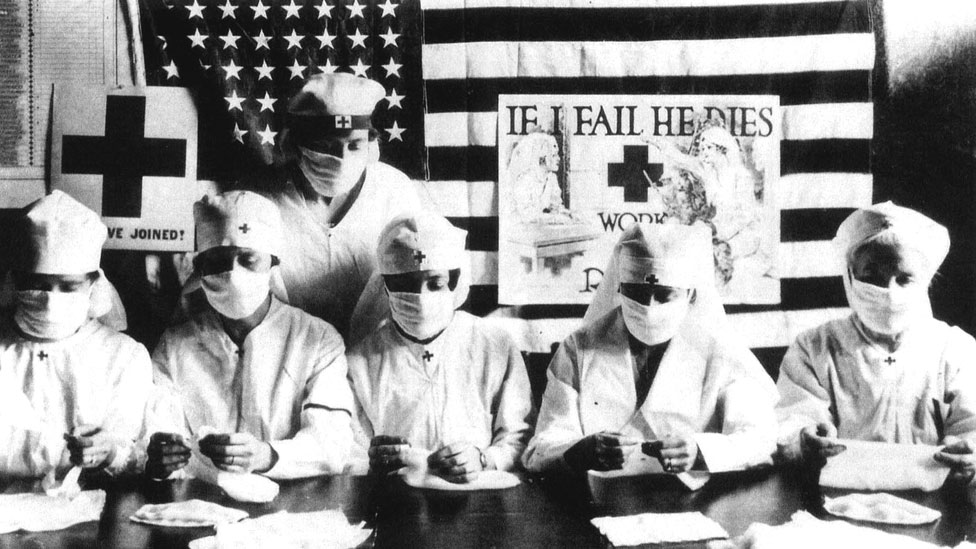 Voluntarias de la Cruz Roja en 1918.