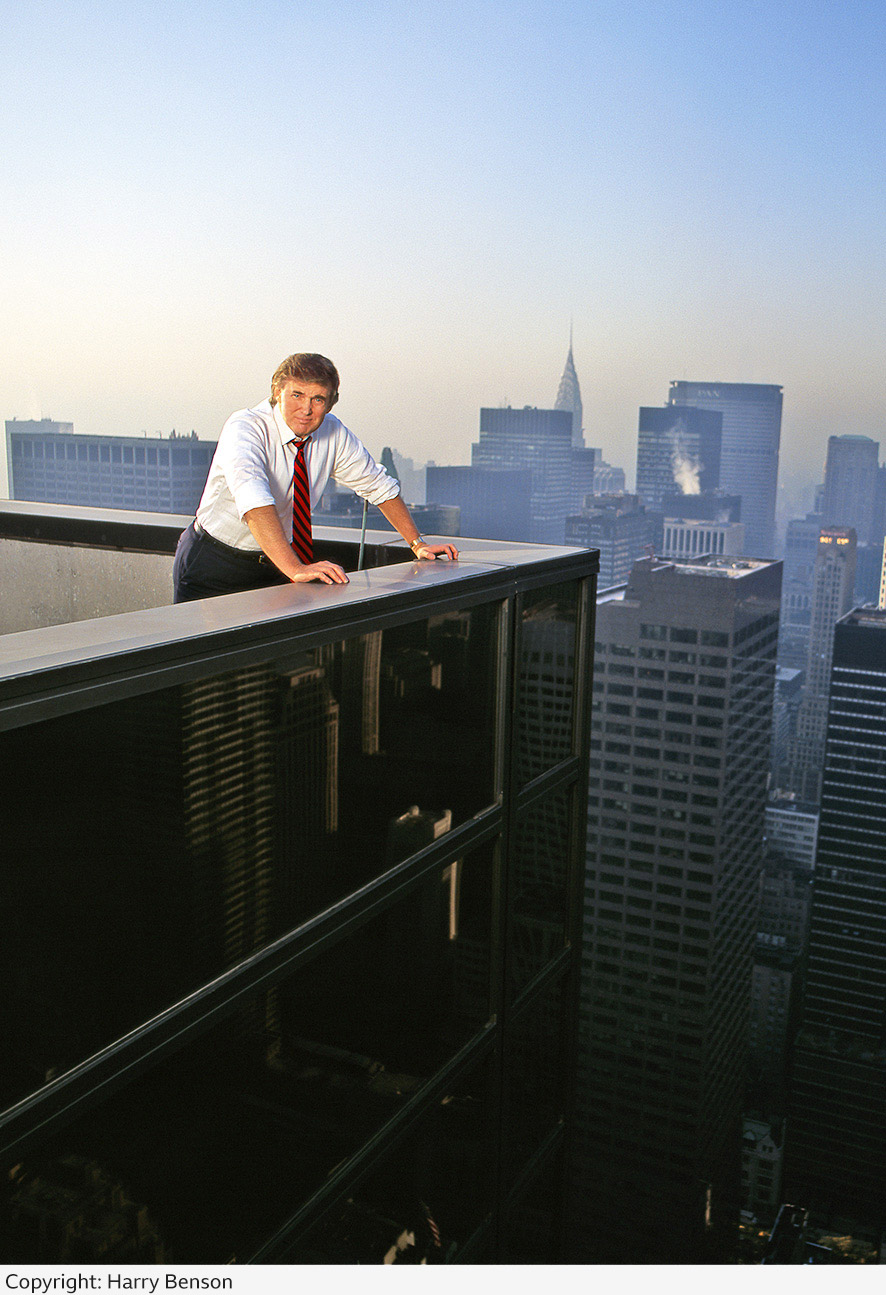 Donald Trump standing on the rooftop of Trump Tower
