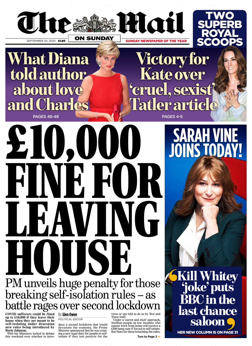 Newspaper headlines: £10,000 fine 'for leaving house' and 'new Covid ...