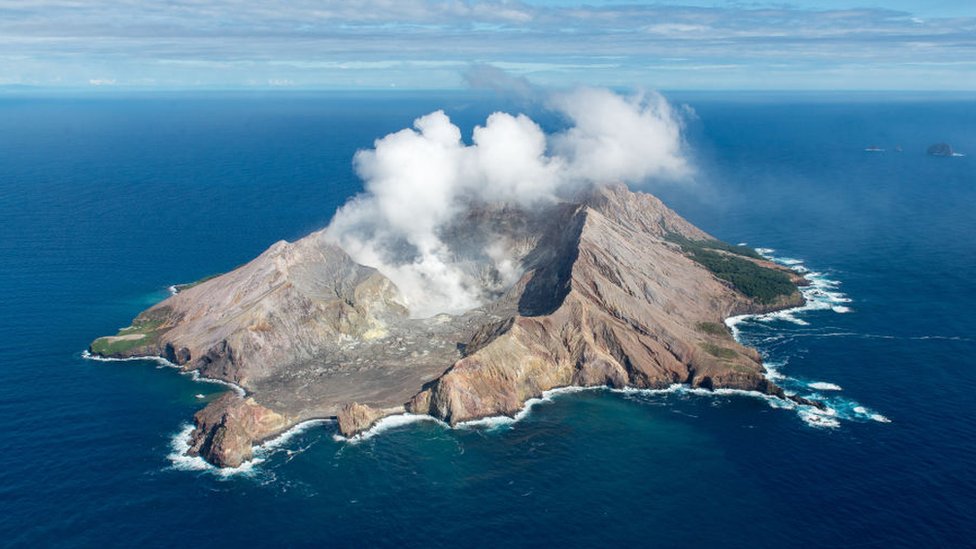 An Aerial view of White Island located in Bay of Plenty on March 26, 2016 near Whakatane, New Zealand.