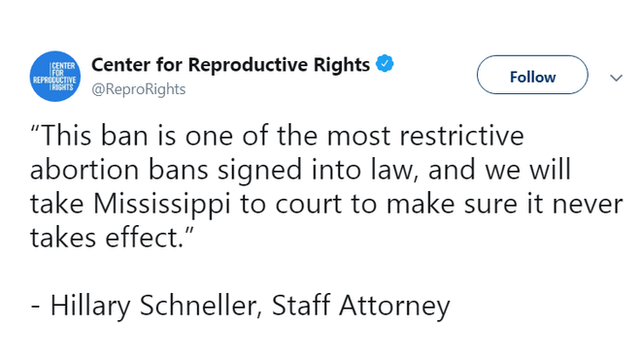 Tuit del Centro para los Derechos Reproductivos