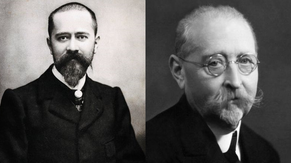 Fotos dos cientistas Albert Calmette (à esquerda) e Camille Guérin (à direita)