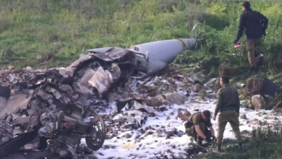 Avión de combate israelí derribado