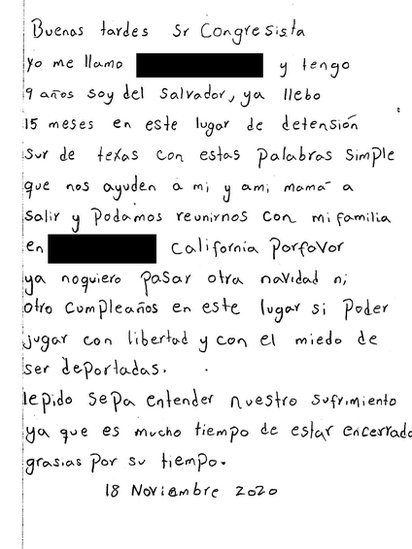 Una carta que Luisa envió a un congresista.
