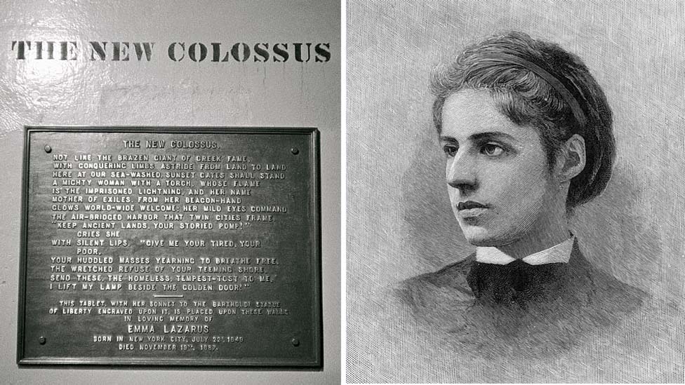 The New Colossus plaque and Emma Lazarus