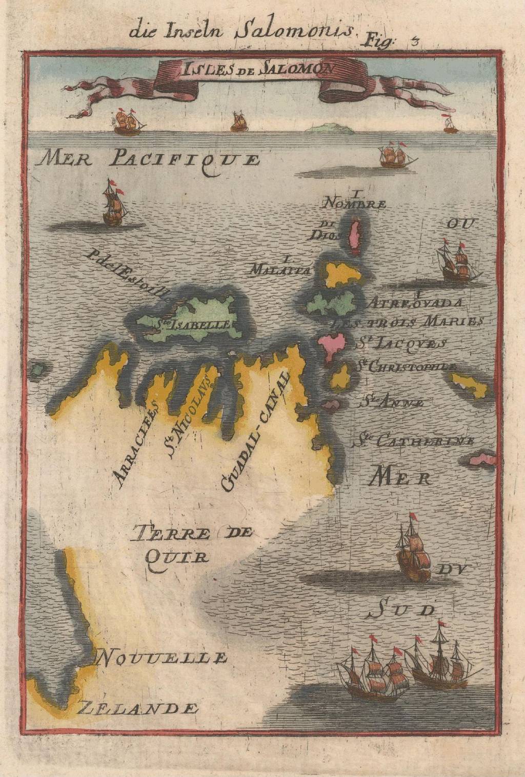 Mapa "Isles de Salomon" de Allain Manesson-Malle (1630?-1706?)