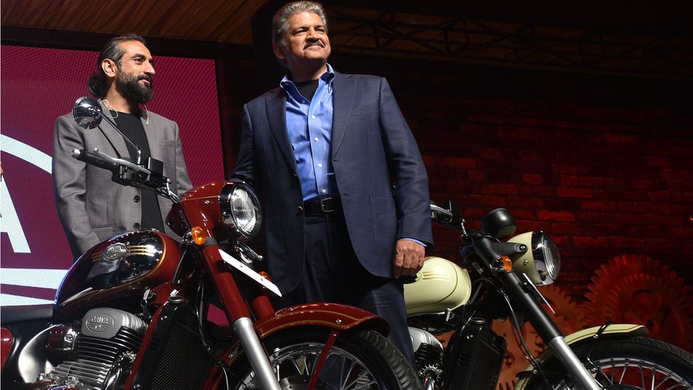 Anand Mahindra (right) with Anupam Thareja, the co-founder of Classic Legends.