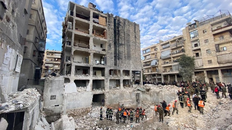 Un edificio destruido en Alepo