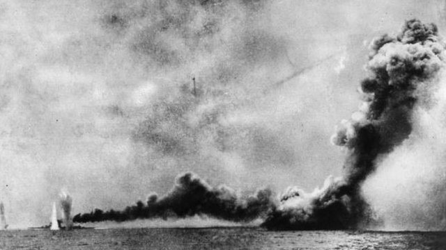 HMS Lion (left) was shelled and HMS Queen Mary (right) was blown up by German shells during the Battle of Jutland