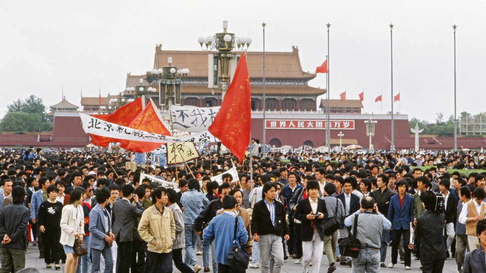 北京天安門廣場上集會的學生（14/5/1989）