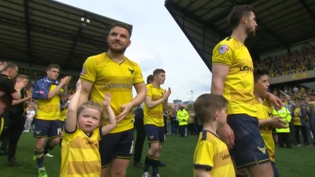 Oxford United celebrate League Two automatic promotion