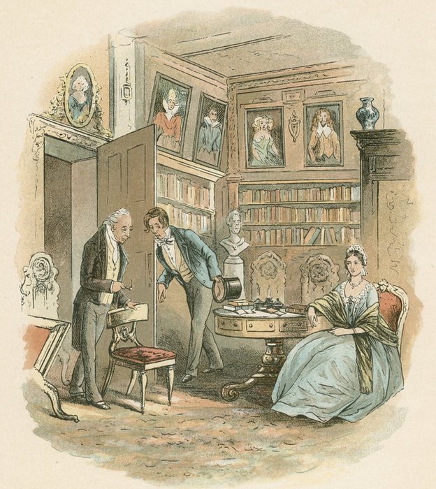 "Casa desolada" fue publicada en veinte entregas entre marzo de 1852 y septiembre de 1853. Escena de "Casa desolada" de Charles Dickens.