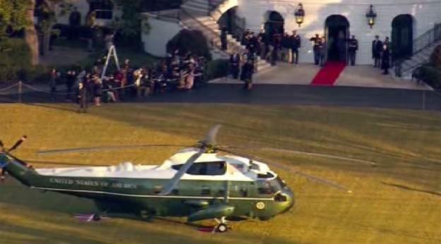 El helicóptero en el que Trump salió de la Casa Blanca.