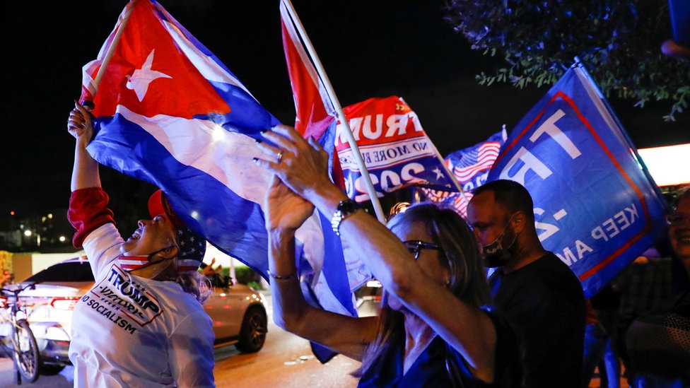 Kübalı Amerikalılar Florida'da Trump'ı kutluyor
