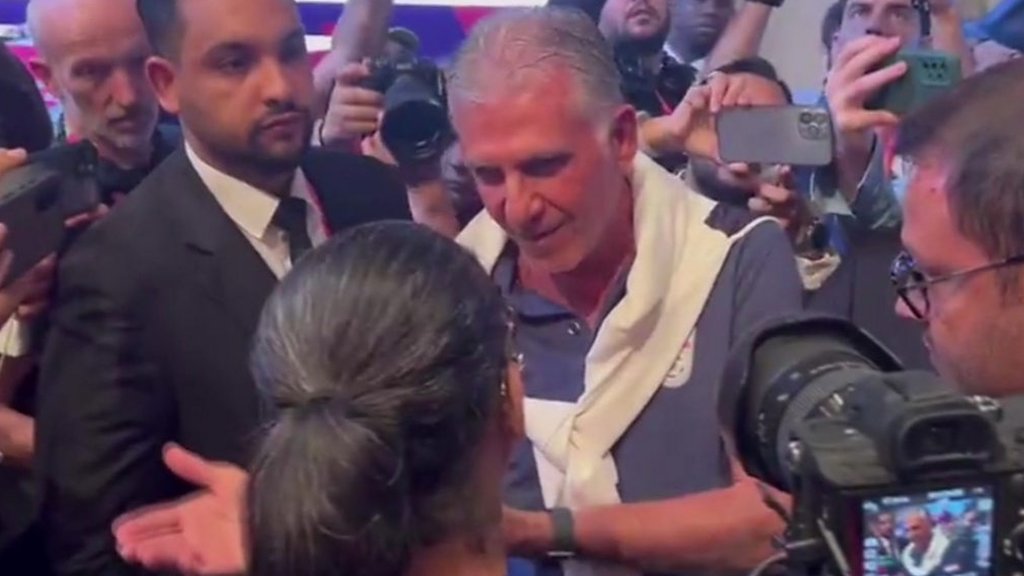 Iran football manager Queiroz confronts BBC's Shaimaa Khalil