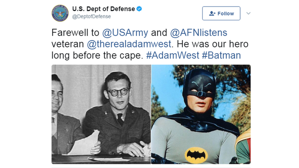 Твит министерства обороны США