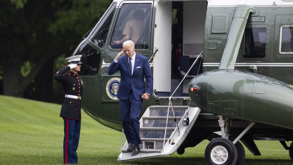 El presidente de EE.UU. Joe Biden al regreso de su viaje por Asia
