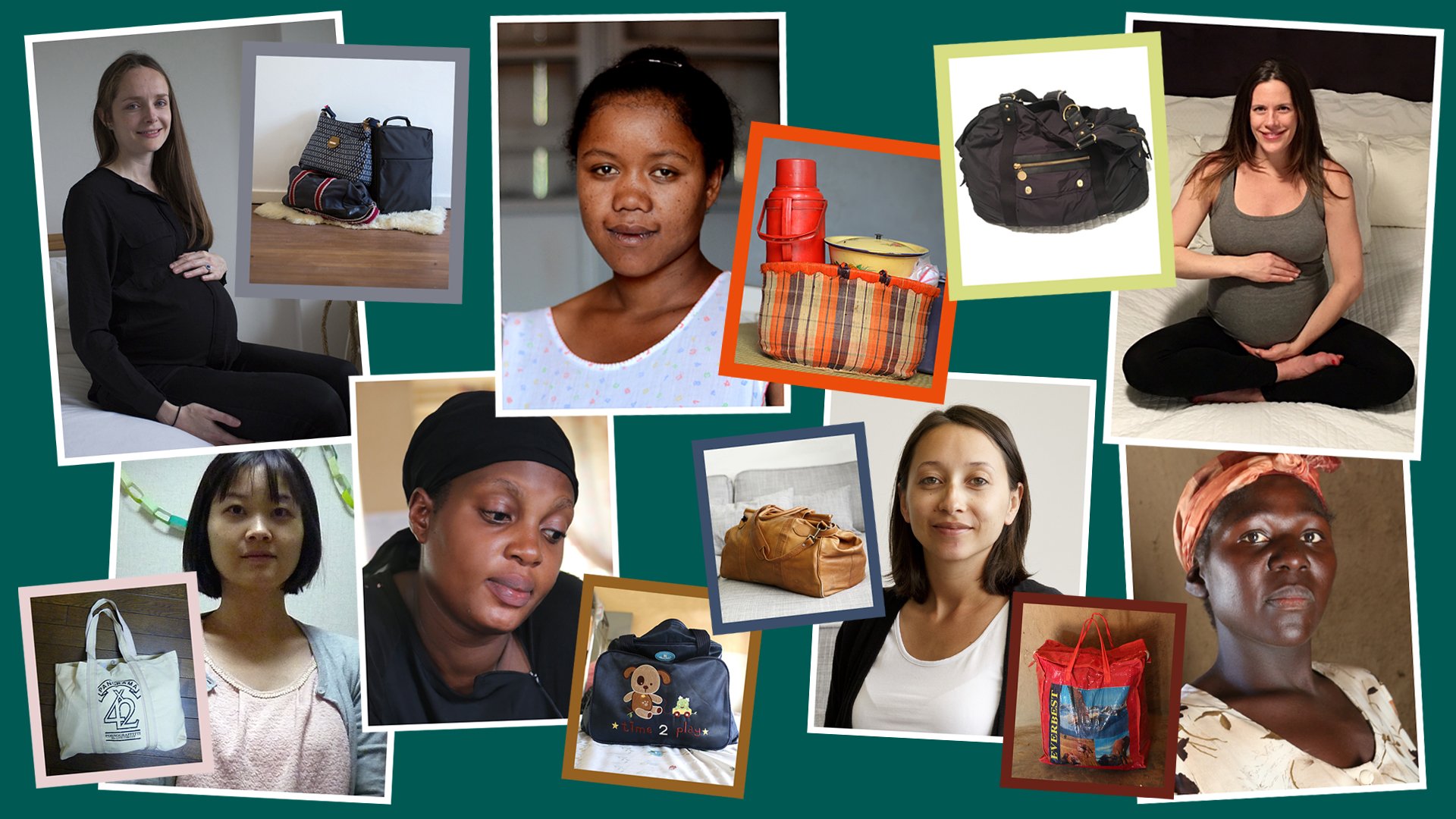 Pregnant women and their maternity bags