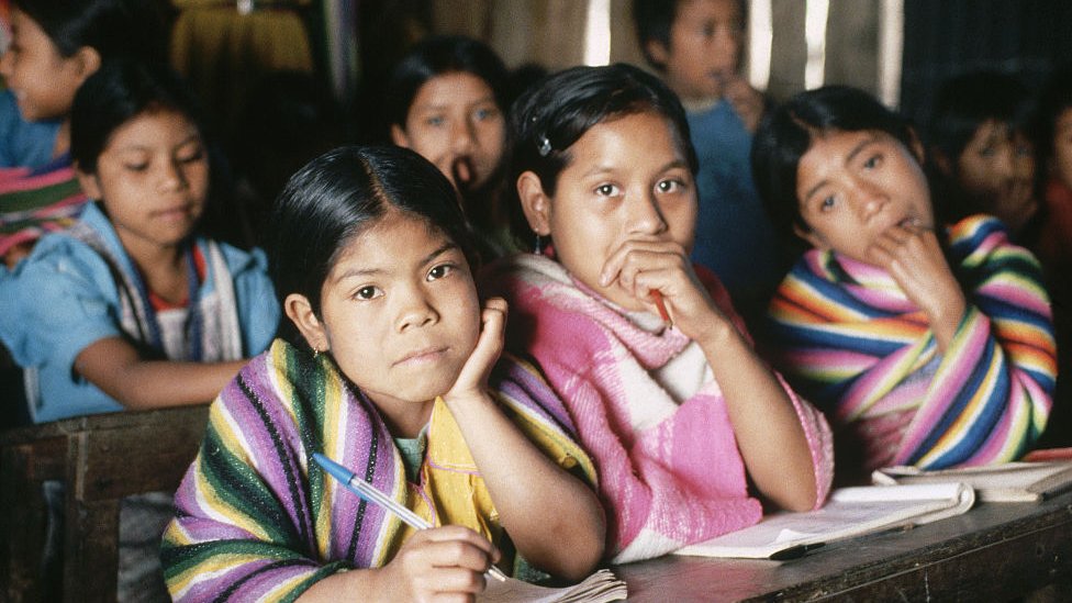 Niños guatemaltecos refugiados en Chiapas.