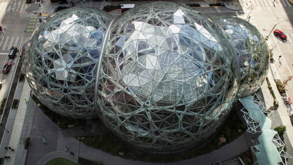 The Spheres are seen at the Amazon headquarters in Seattle, Washington on March 13, 2019.