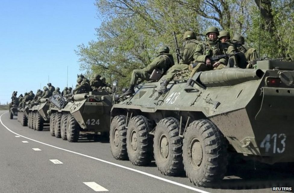 2014年4月，烏克蘭邊境的俄羅斯坦克