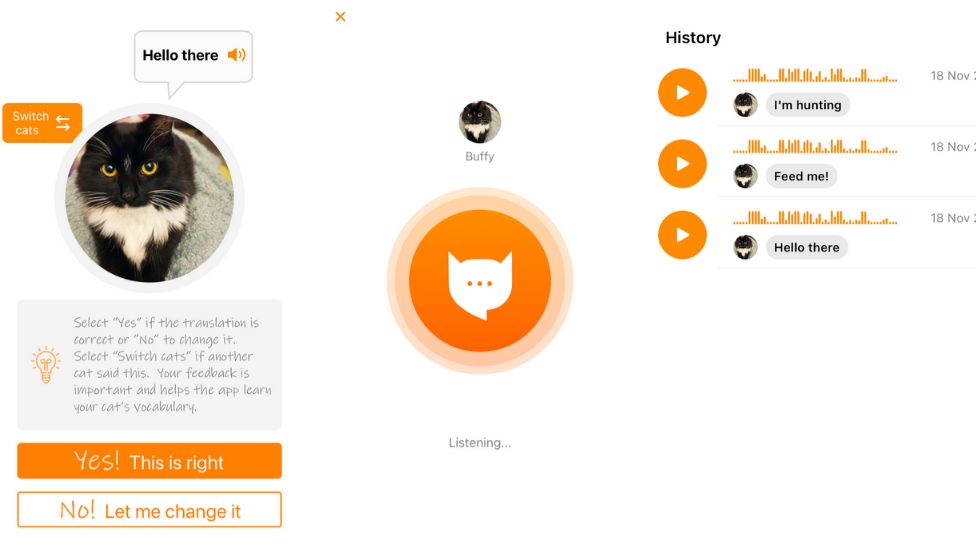 Una vista de la app MeowTalk