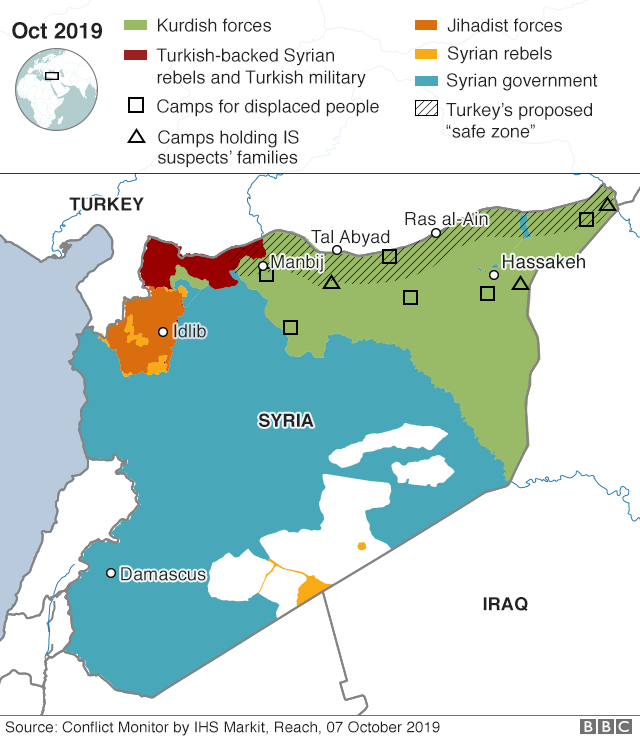 Карта северной Сирии