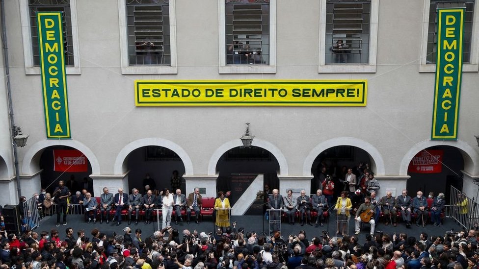 Ato em defesa da democracia na Faculdade de Direito do Largo São Francisco em 11 de agosto de 2022