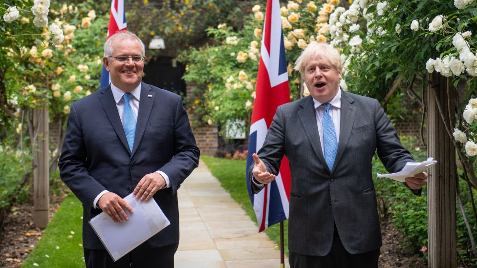 Boris Johnson y el primer ministro de Austrlia Scott Morrison.