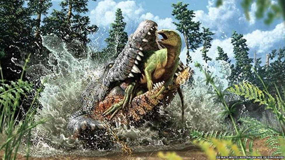 Ancient dinosaur-eating crocodile fossil found in Australia - CBBC ...