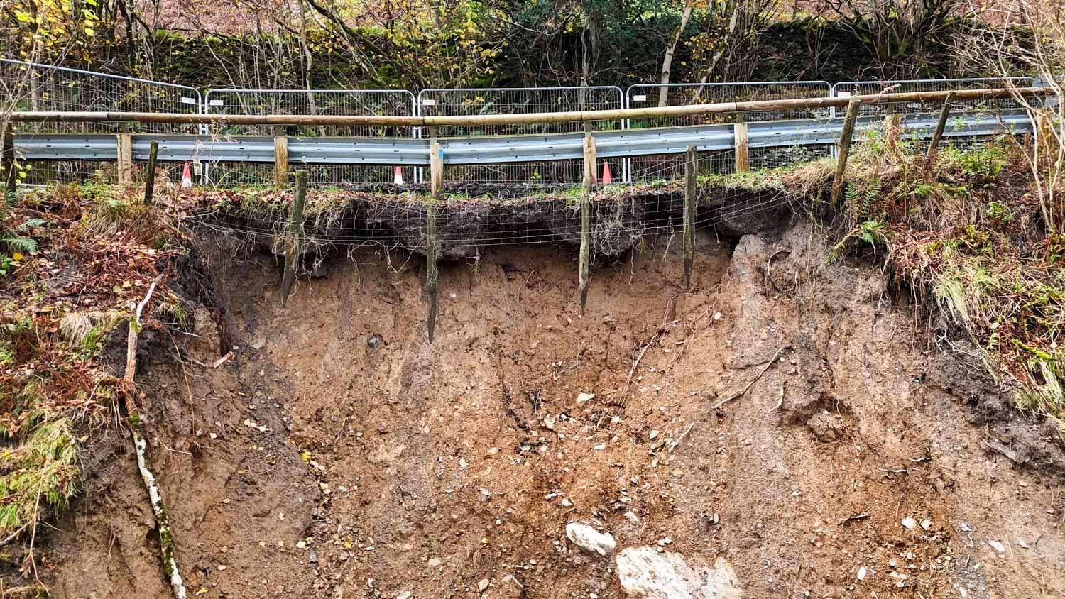 Lake District landslip pictures show extent of road damage